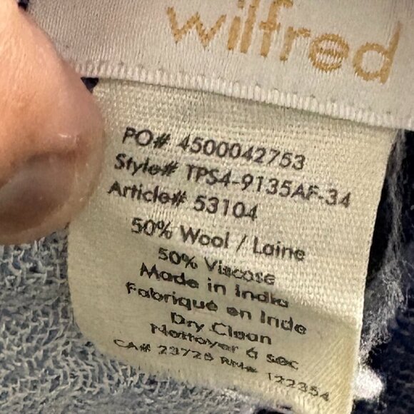 Wilfred Blue Striped Wool Rectangular Scarf Fringe Trim Size 29x76 inch - Picture 4 of 5